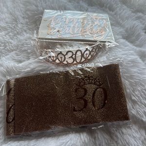 30th Birthday crown sash pin cake topper